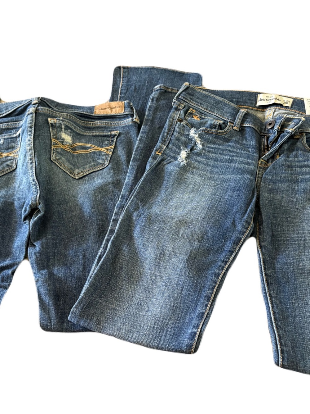 abercrombie kids Faded Blue Distressed Stretch Denim Jeans